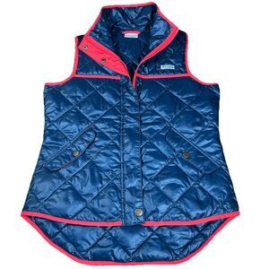 Columbia‎ PFG Women’s XS Full Zip Blue  Quilted Puffer Vest Fishing Hiking EUC